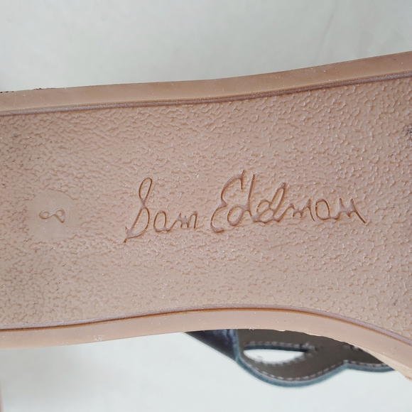 SAM EDELMAN Ralphie Black Cork Wedge Sandals 8 - Picture 11 of 11